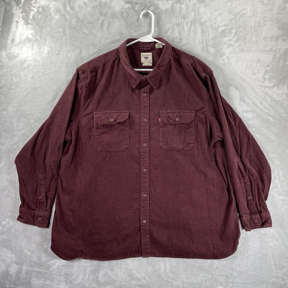 Levi's Shirt Mens XXL Corduroy Jackson Worker Button Up Relaxed Fit Red 2XL